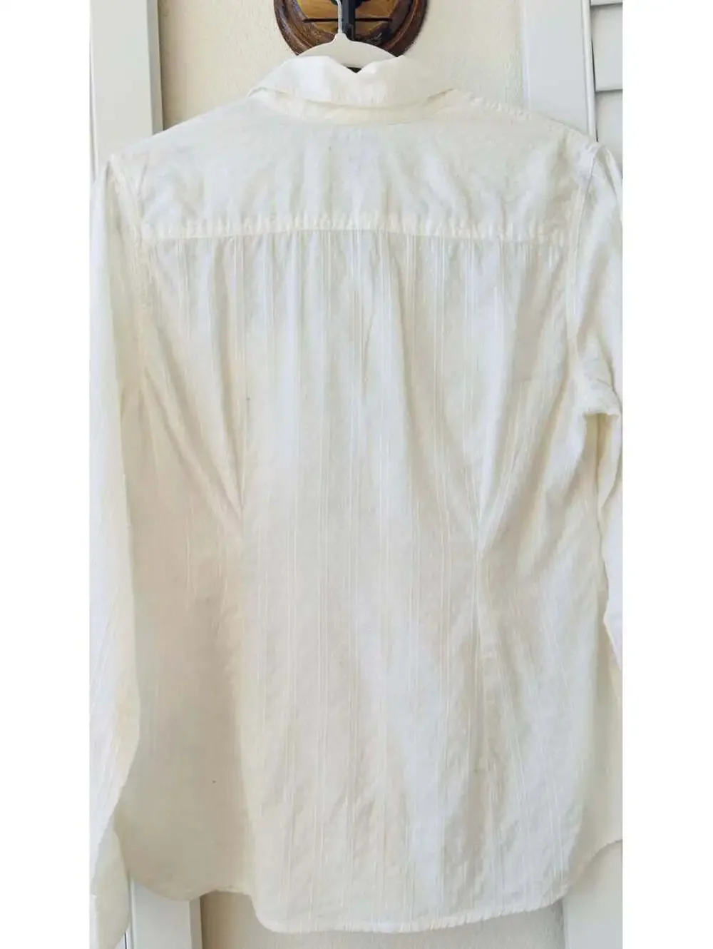 Lucky Brand White Swiss Dot Roll-Tab Sleeve Shirt - Size M